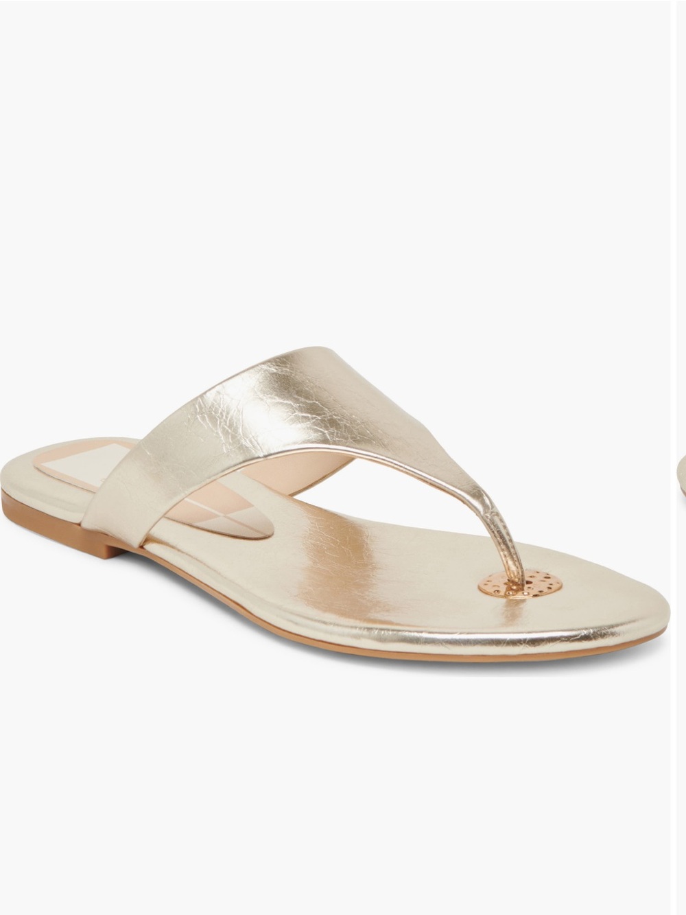 NWT DOLCE VITA Kittle Thong Leather Sandals in Gold Metallic Sz 10.5
